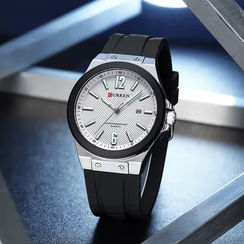 RELOJ CURREN 8467 GOMA NEGRO BLANCO CUARZO | CUR-157 - 2