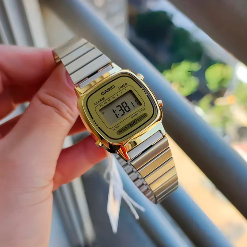LA670 | RELOJ CASIO DE ACERO DORADO PLATEADO DIGITAL | CAS-215 - 2