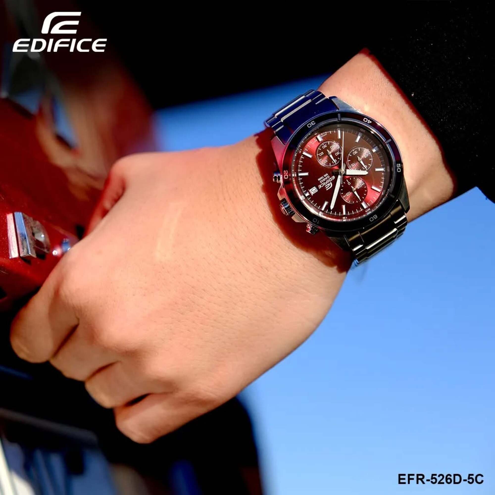 RELOJ CASIO EDIFICE EFR-526D ROJO PLATEADO | EDI-OG-29 - 3