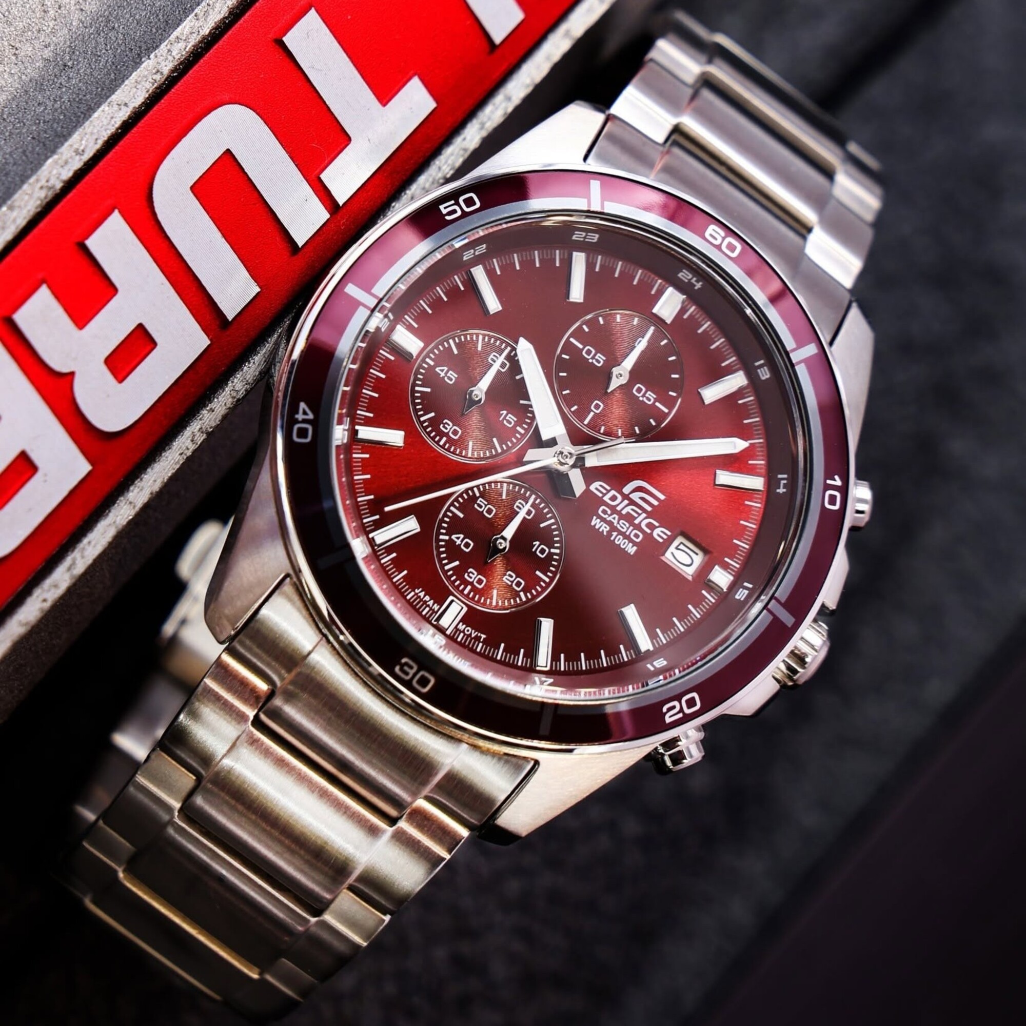 RELOJ CASIO EDIFICE EFR-526D ROJO PLATEADO | EDI-OG-29 - 4