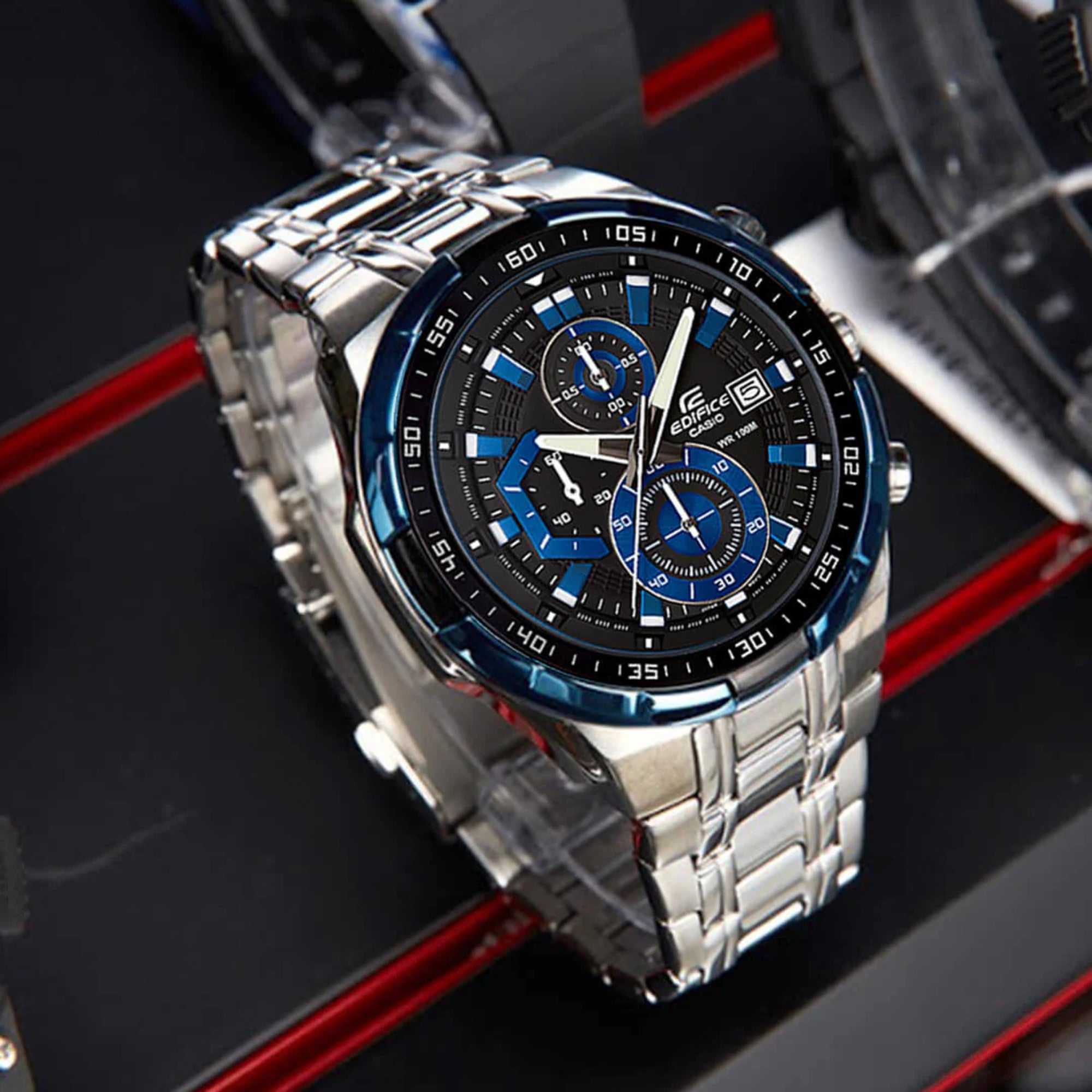 RELOJ CASIO EDIFICE EFR-539D AZUL PLATEADO | EDI-OG-30 - 4