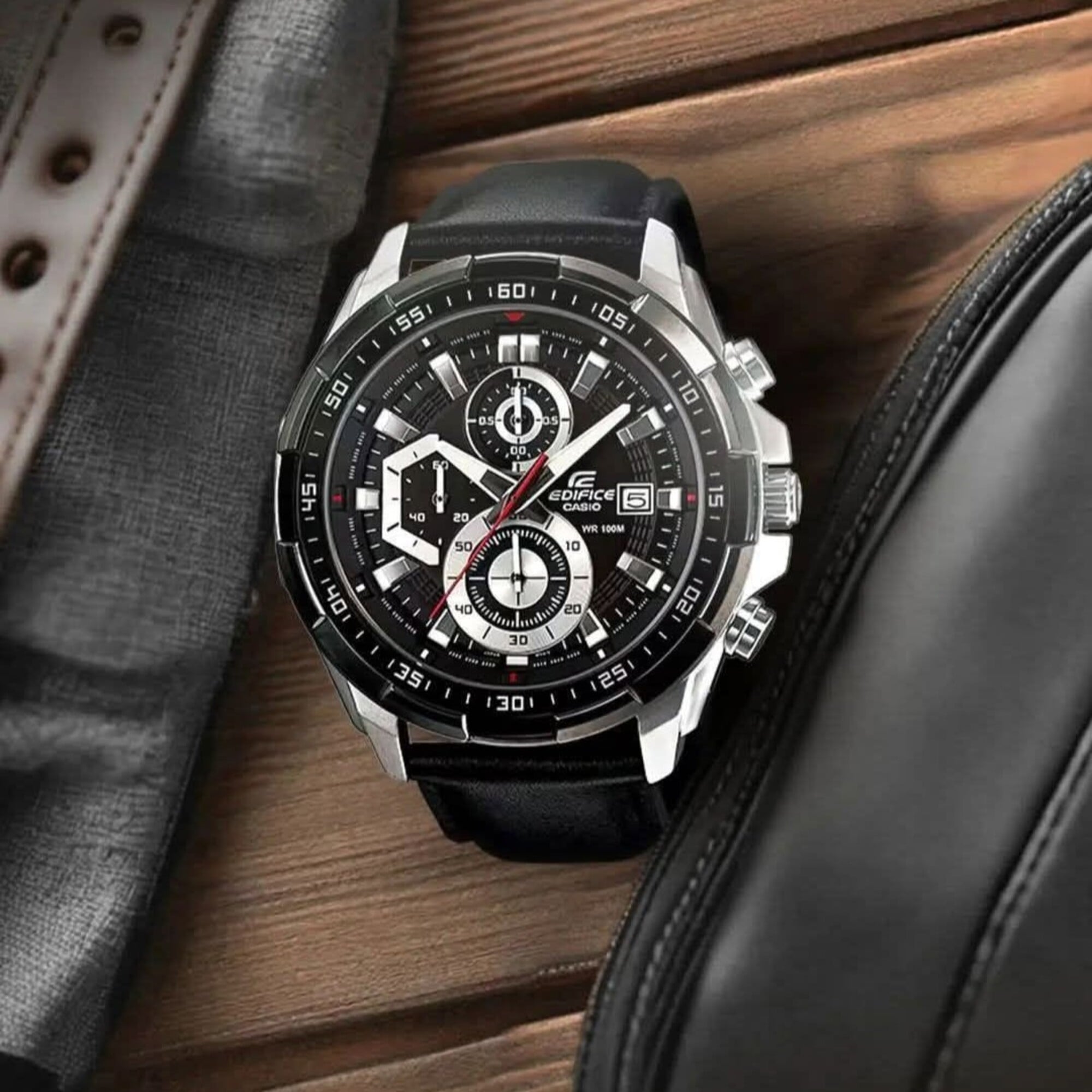 RELOJ CASIO EDIFICE EFR-539 NEGRO CUERO | EDI-OG-31 - 3