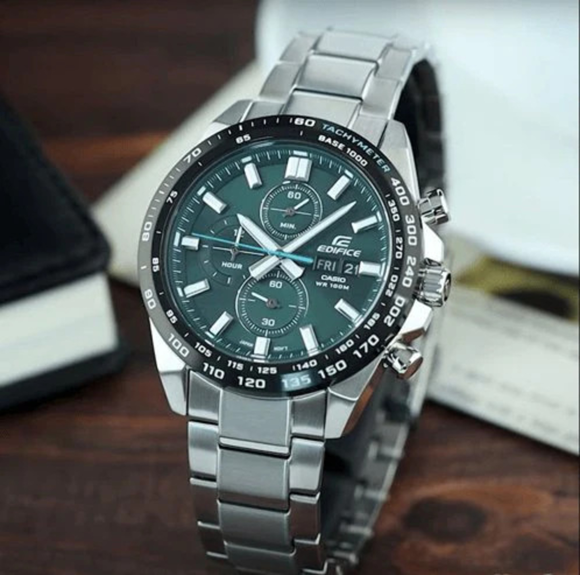 RELOJ CASIO EDIFICE EFR-574D VERDE PLATEADO | EDI-OG-40 - 5
