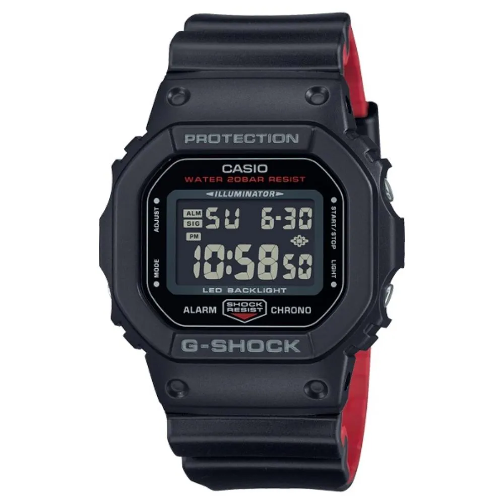 RELOJ PARA HOMBRE CASIO G-SHOCK DW-5600 DIGITAL COLOR NEGRO ROJO | OG-S-113 - 1