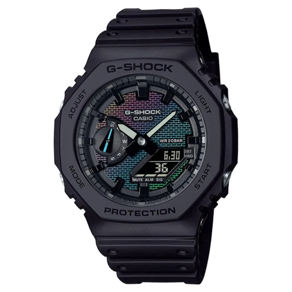 RELOJ PARA HOMBRE CASIO G-SHOCK GA-2100 ANÁLOGO-DIGITAL COLOR NEGRO TURQUESA | OG-S-103 - 1
