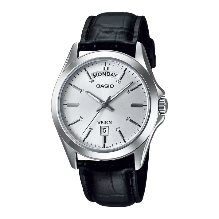 RELOJ PARA HOMBRE CASIO MTP-1370L-7AVDF ANÁLOGO COLOR PLATEADO Y NEGRO | CAS-125 - 1