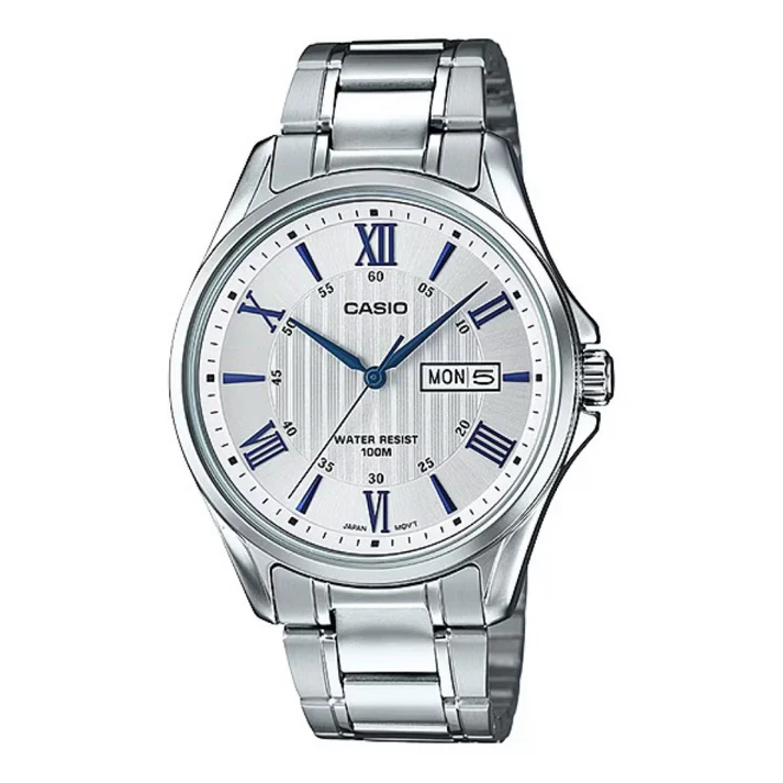RELOJ PARA HOMBRE CASIO MTP-1384D-7A2VDF ANÁLOGO COLOR BLANCO Y PLATEADO | CAS-135 - 1