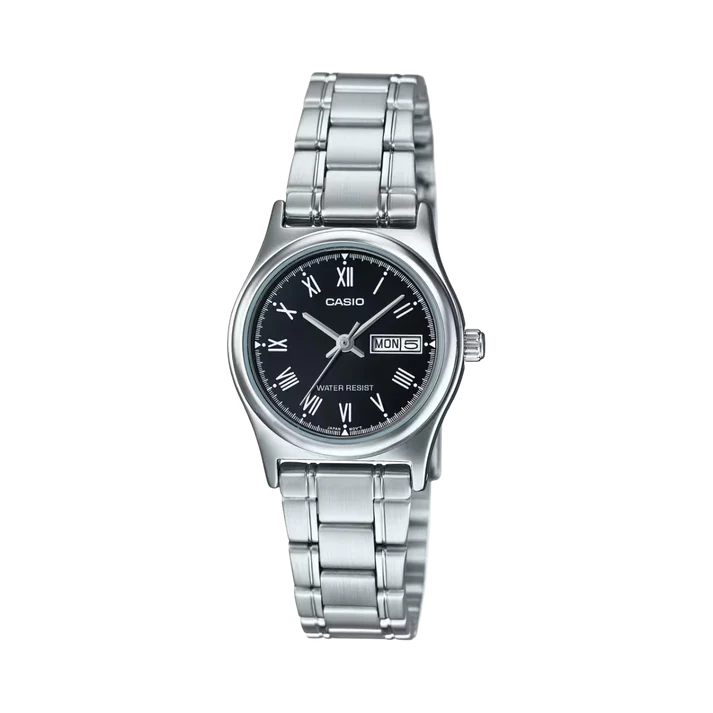 RELOJ PARA MUJER CASIO LTP-V006D-1BUDF ANÁLOGO COLOR NEGRO Y PLATEADO | CAS-157 - 1