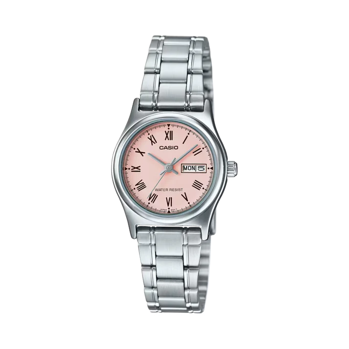 RELOJ PARA MUJER CASIO LTP-V006D-4BUDF ANALÓGICO COLOR PLATEADO Y ROSADO | CAS-159 - 1