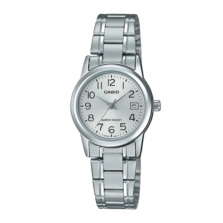 RELOJ PARA MUJER CASIO LTP-V002D-7B ANALÓGICO COLOR PLATEADO Y BLANCO | CAS-208 - 1