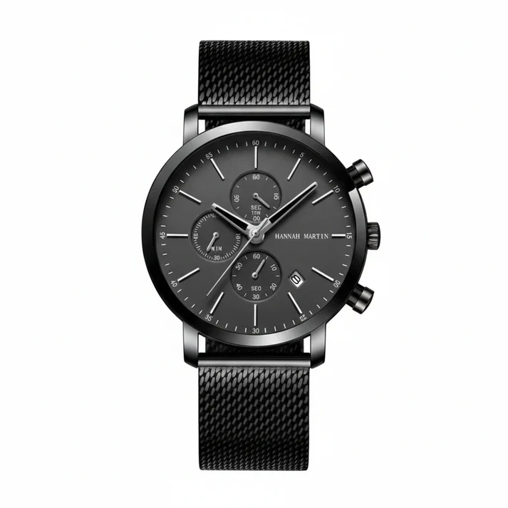 RELOJ PARA HOMBRE HANNAH MARTIN HAN-101 CRONÓGRAFO COLOR NEGRO CON CORREA DE MALLA | HAN-101 - 1