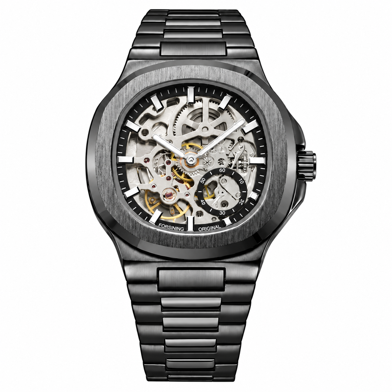 RELOJ FORSINING TM473 SKELETON AUTOMATICO PARA HOMBRE DE ACERO INOXIDABLE COLOR NEGRO FOR-31 - 1