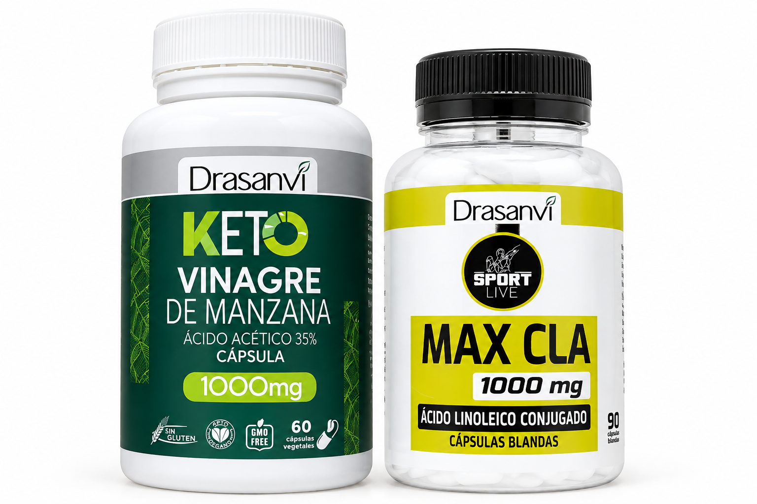 DUO PACK VINAGRE DE MANZANA KETO X 60 COMPRIMIDOS + MAX CLA X 90 CÁPSULAS BLANDAS - DRASANVI - 1