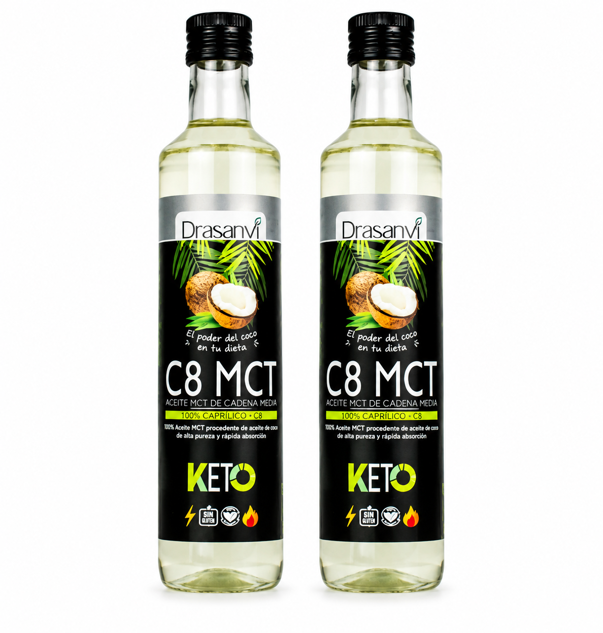 DUO PACK ACEITE PURO DE COCO MCT C8 X 500 ML KETO - DRASANVI - 1