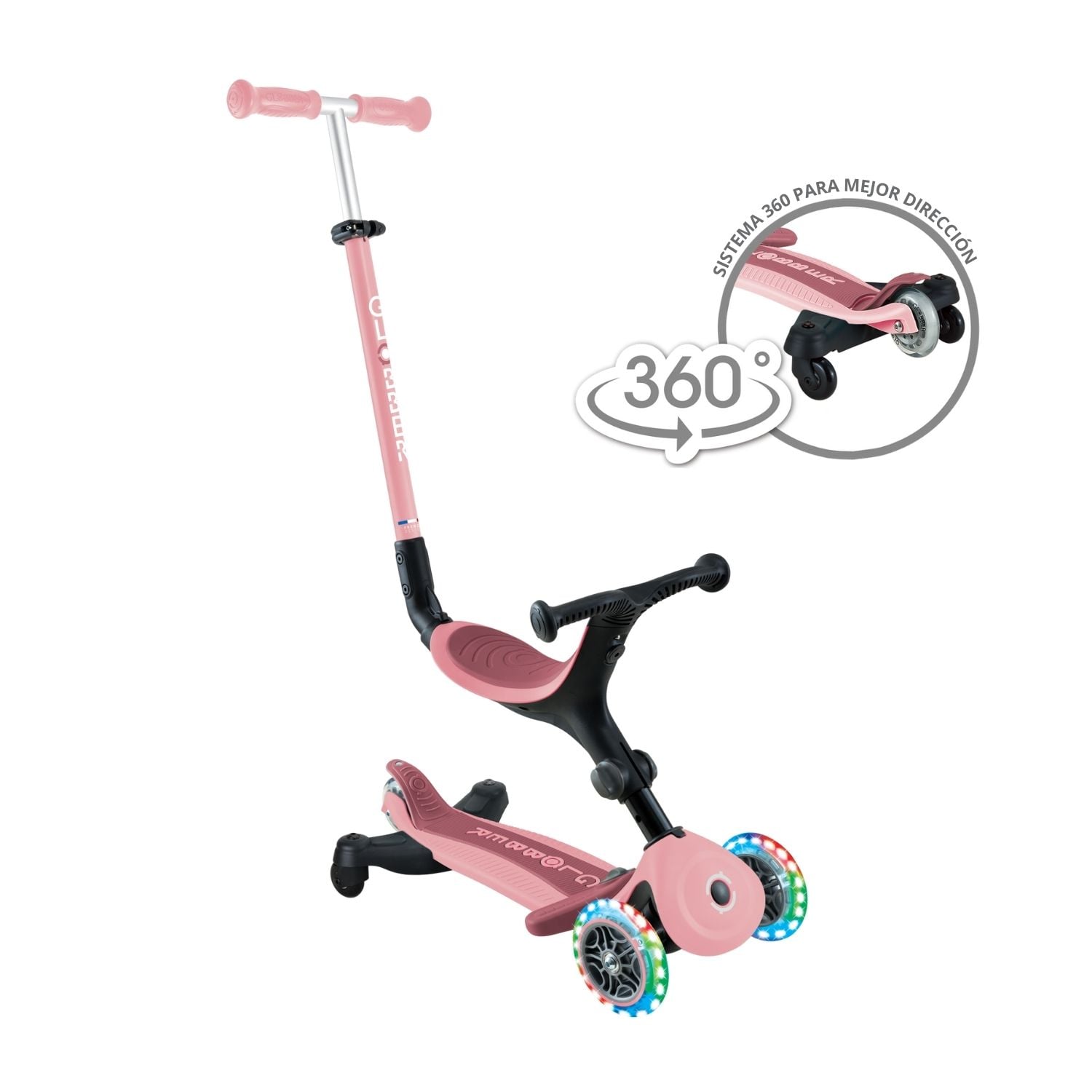 GLOBBER GO UP ACTIVE LED 360 ROSADO PASTEL - 2