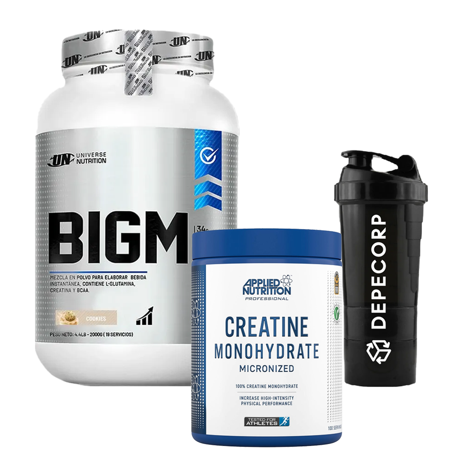 BIGM 2KG COOKIES + CREATINA APPLIED NUTRITION 500GR + SHAKER - 1