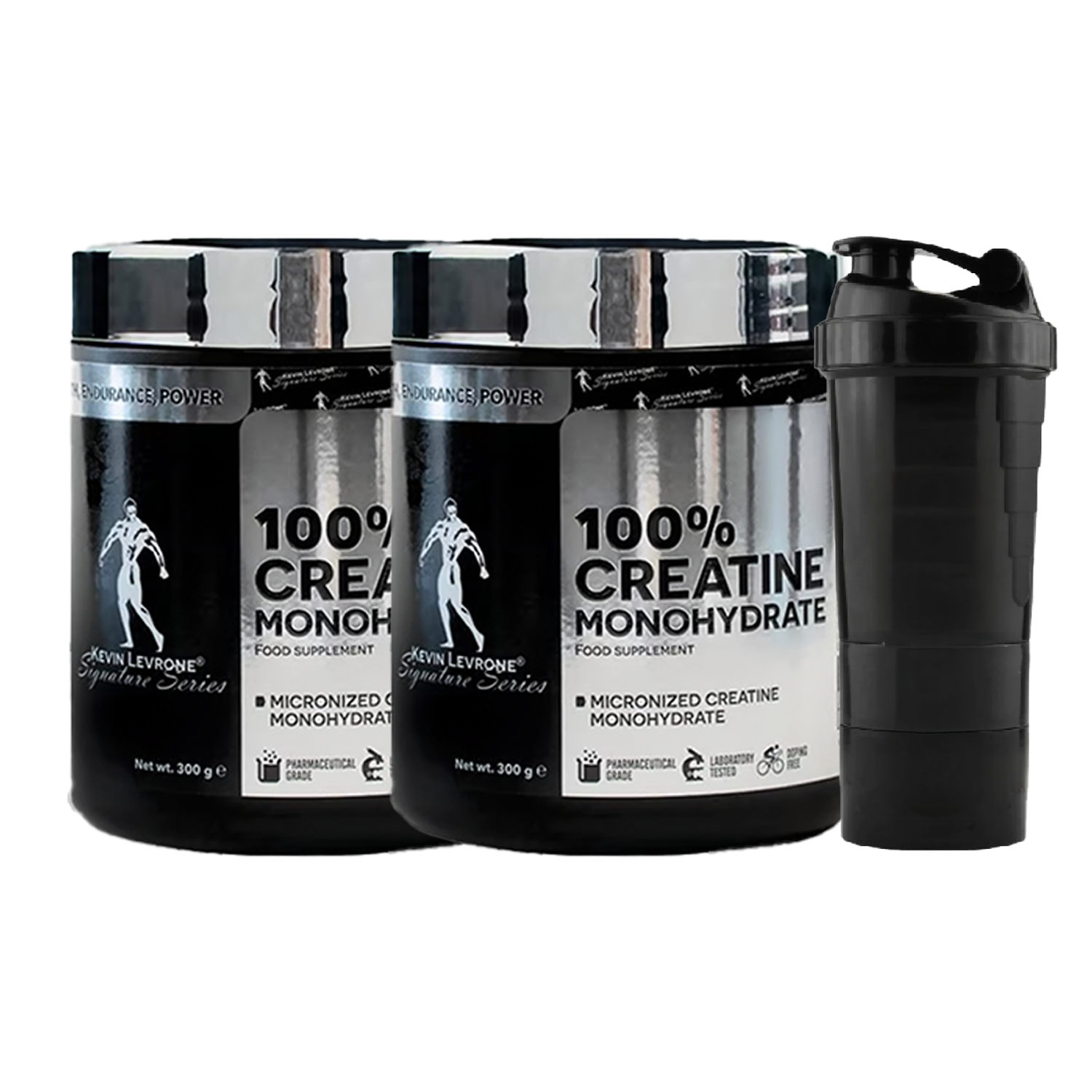 PACK X2 CREATINA MONOHIDRATADA KEVIN LEVRONE 300GR + SHAKER - 1