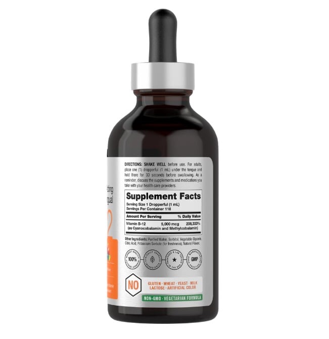 VITAMINA B12 LÍQUIDA 5000 MCG | SUPLEMENTO ENERGÉTICO NATURAL 4 OZ - 2