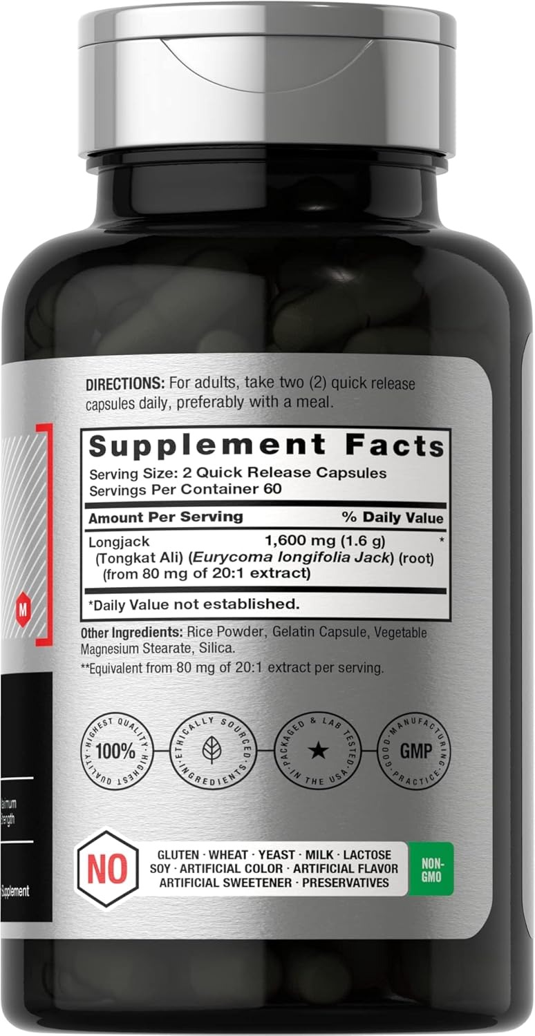 LONGJACK TONGKAT ALI 1600 MG – HORBÄACH 120 CÁPSULAS MAXIMA POTENCIA - 2