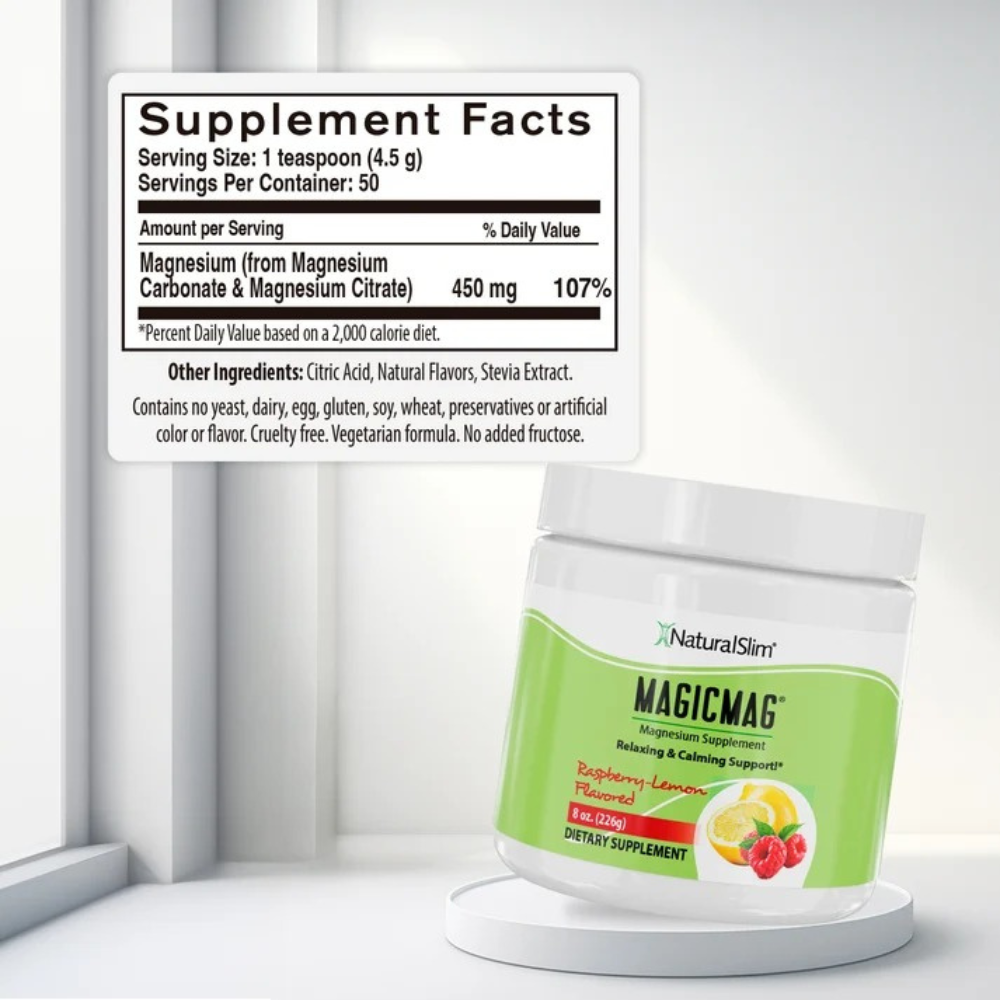 MAGICMAG NATURALSLIM FRAMBUESA LEMON CITRATO DE MAGNESIO EN POLVO 8 OZ - 2