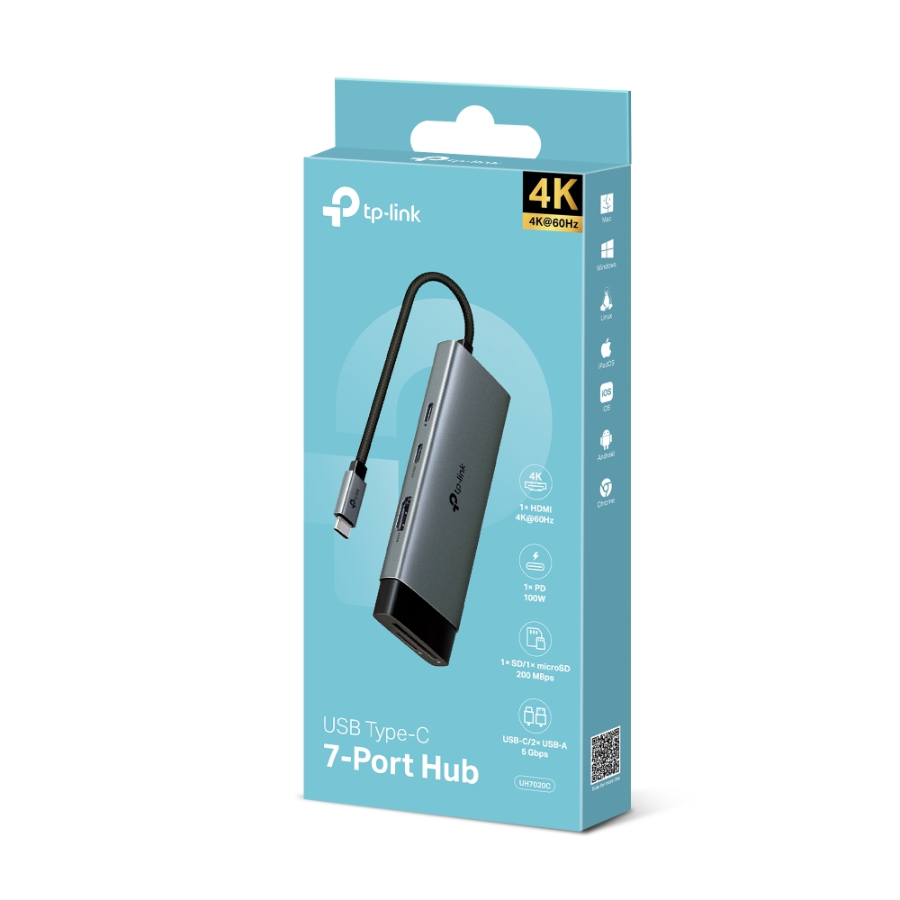 HUB USB TIPO C 7 PUERTOS IN 1 UH7020C 4K-60HZ - 1
