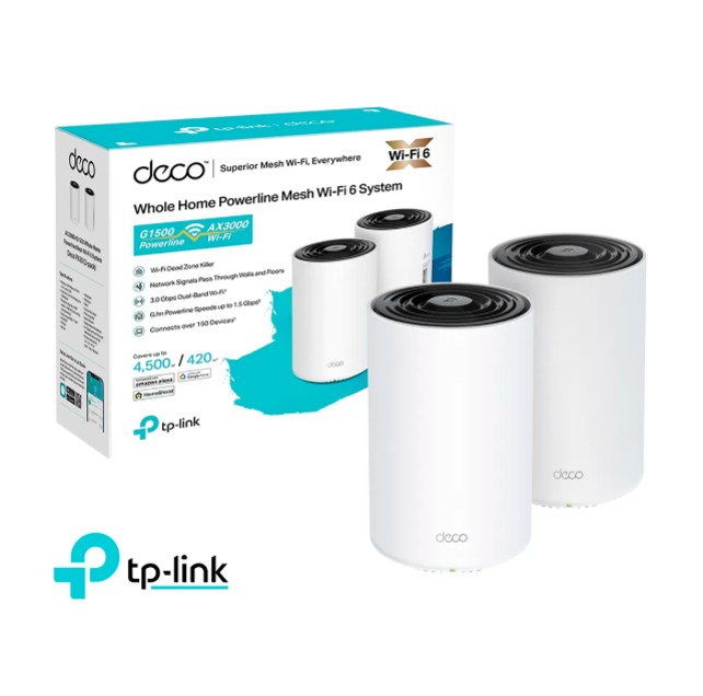 TP-LINK DECO PX50 2-PACK DUAL-BAND WIFI 6 MESH + PLC AI AX3000 + G1500 - 1