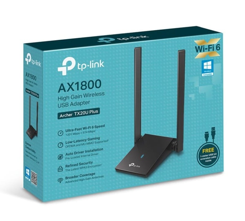 ADAPTADOR DE RED TP-LINK ARCHER TX20U USB WI-FI 6 AX1800 - 1