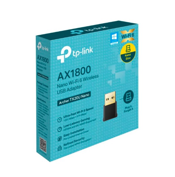 ADAPTADOR TP-LINK ARCHER TX20U NANO USB INALAMBRICO WI-FI 6 AX1800 - 1