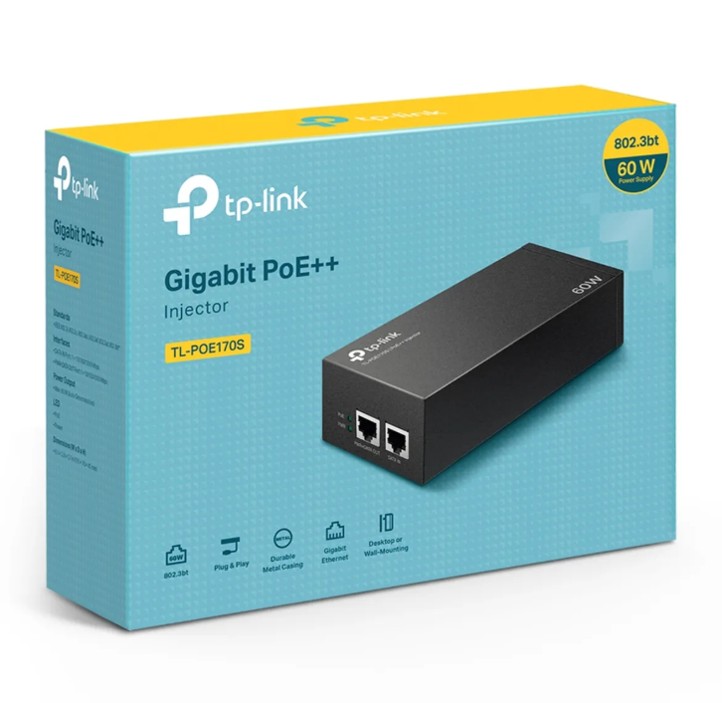 ADAPTADOR POE+TP-LINK TL-POE170S 2 PUERTOS GIGABIT 60W - 1