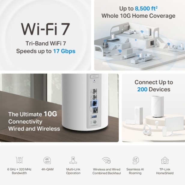 DECO BE77(3-PACK)
BE17000 TRI-BAND WHOLE HOME MESH WIFI 7 SYSTEM - 2