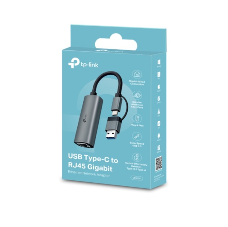 UE310C
ADAPTADOR DE RED ETHERNET GIGABIT USB TIPO C A RJ45 - 1