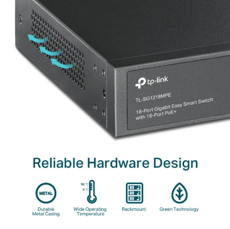 TL-SG1218MPE
SWITCH EASY SMART DE 18 PUERTOS GIGABIT CON POE+ EN 16 PUERTOS. - 5