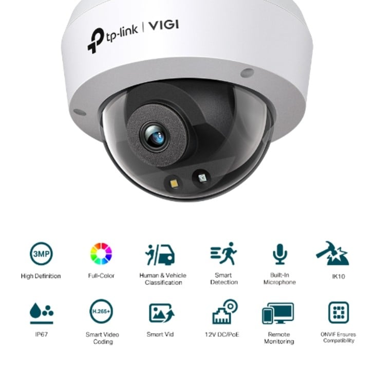 CÁMARA IP VIGI C230 DOMO 3MP FULLCOLOR 3MP IK10 - 2