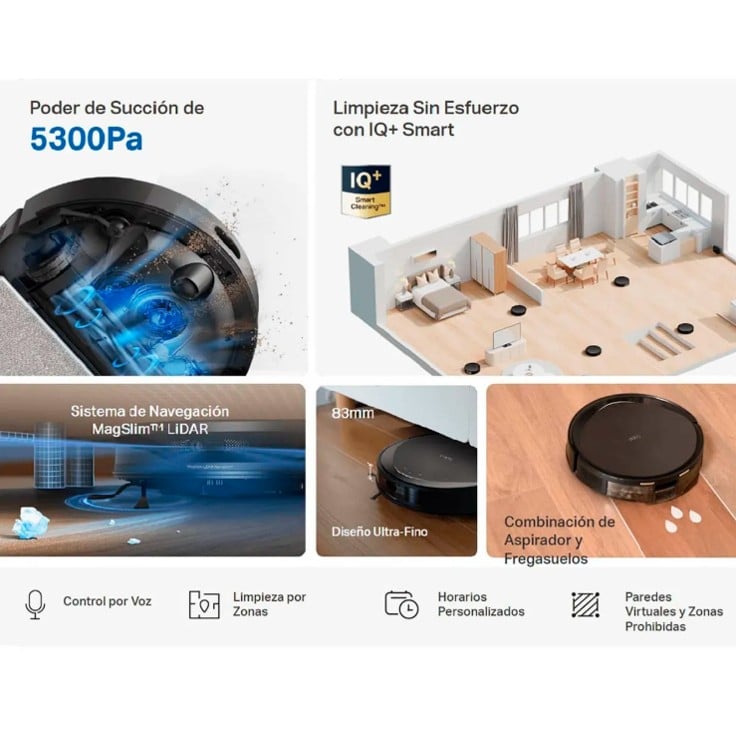 TAPO RV20 MAX ROBOT ASPIRADOR TRAPEADOR 5300PA SUCCIÓN MAGSLIM NEGRO - 2