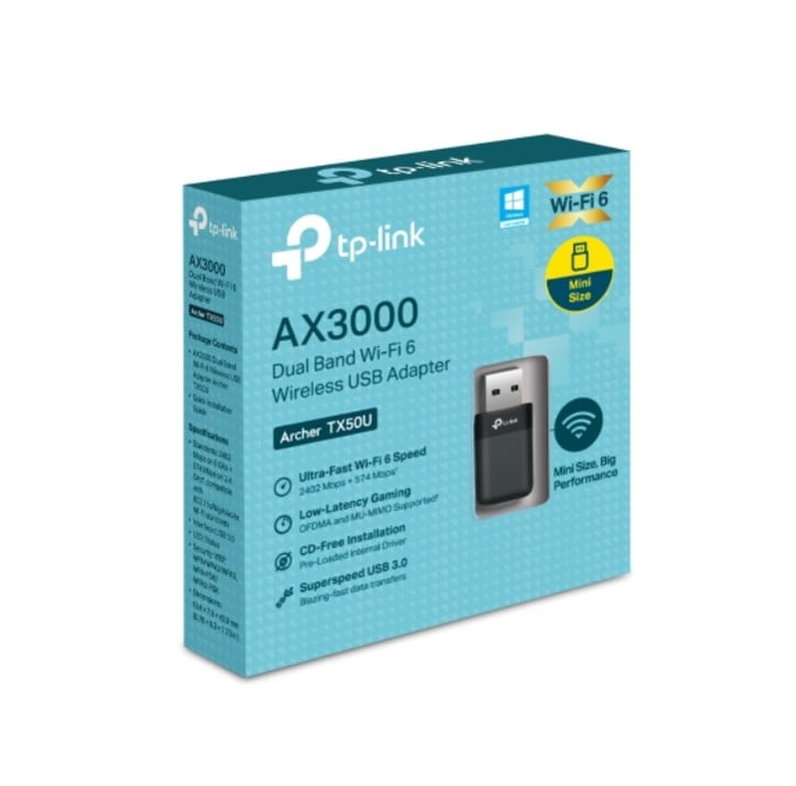 ARCHER TX50U
AX3000 DUAL BAND WI-FI 6 WIRELESS USB ADAPTER - 1