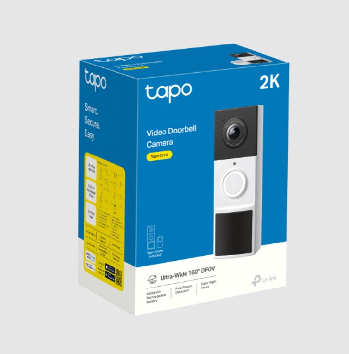 TIMBRE INTELIGENTE TAPO D210 2K WIFI 160A CON CHIME - 1