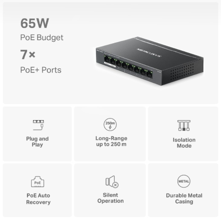 MS108GP
SWITCH DE ESCRITORIO GIGABIT DE 8 PUERTOS CON 7 PUERTOS POE+ - 3