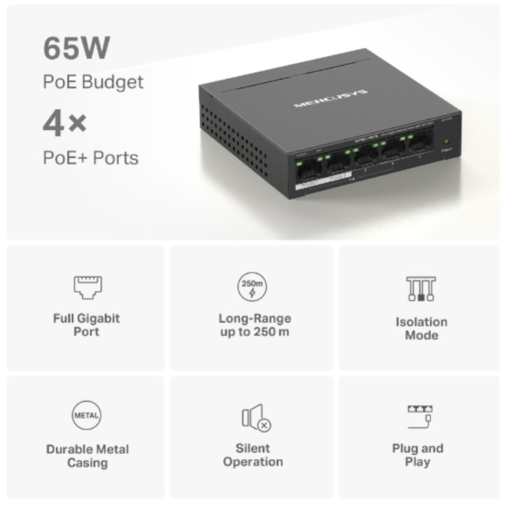 MS105GP
SWITCH DE ESCRITORIO GIGABIT DE 5 PUERTOS CON 4 PUERTOS POE+ - 3