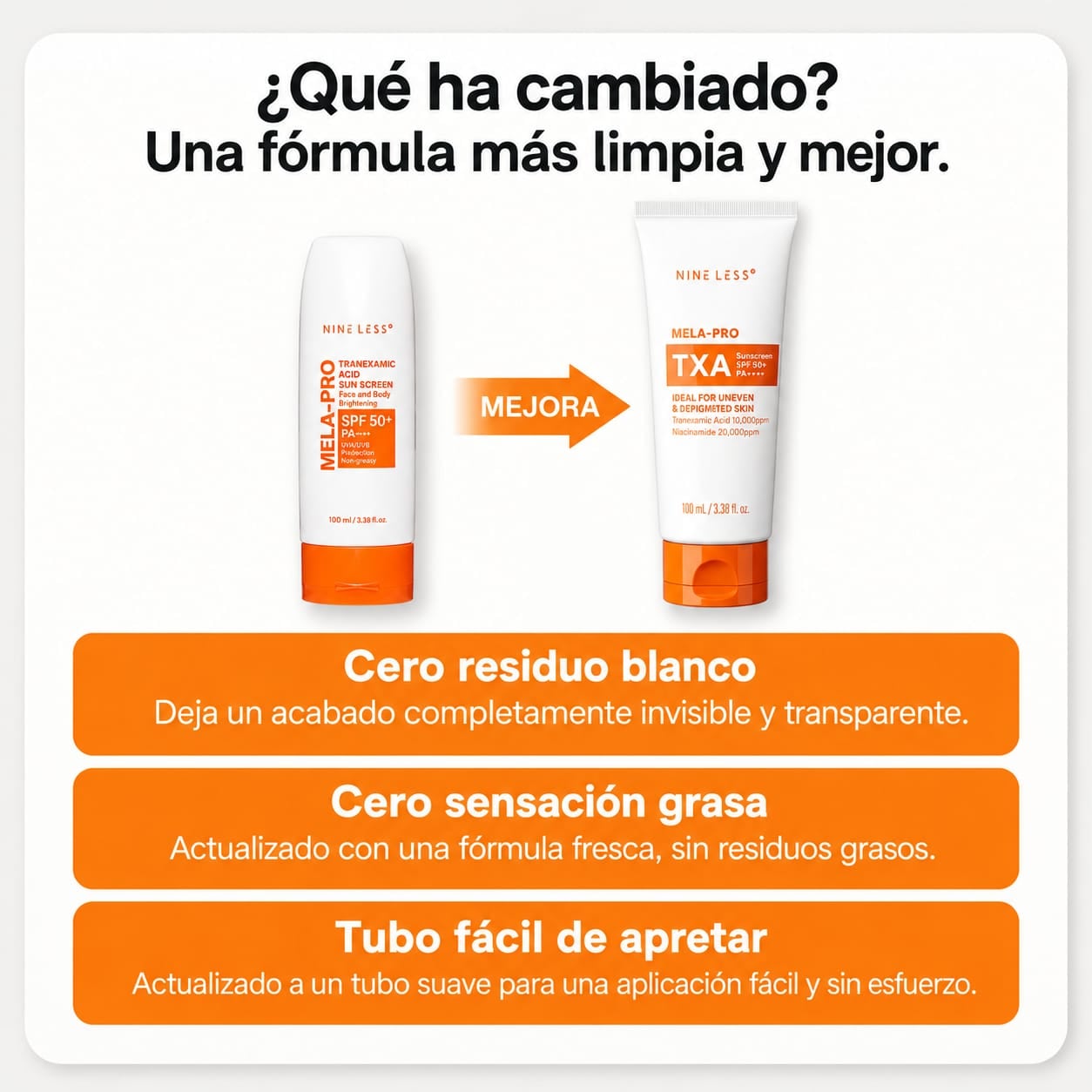 NINE LESS MELA PRO TXA SUNSCREEN SPF50+ PA++++ 100ML - 2