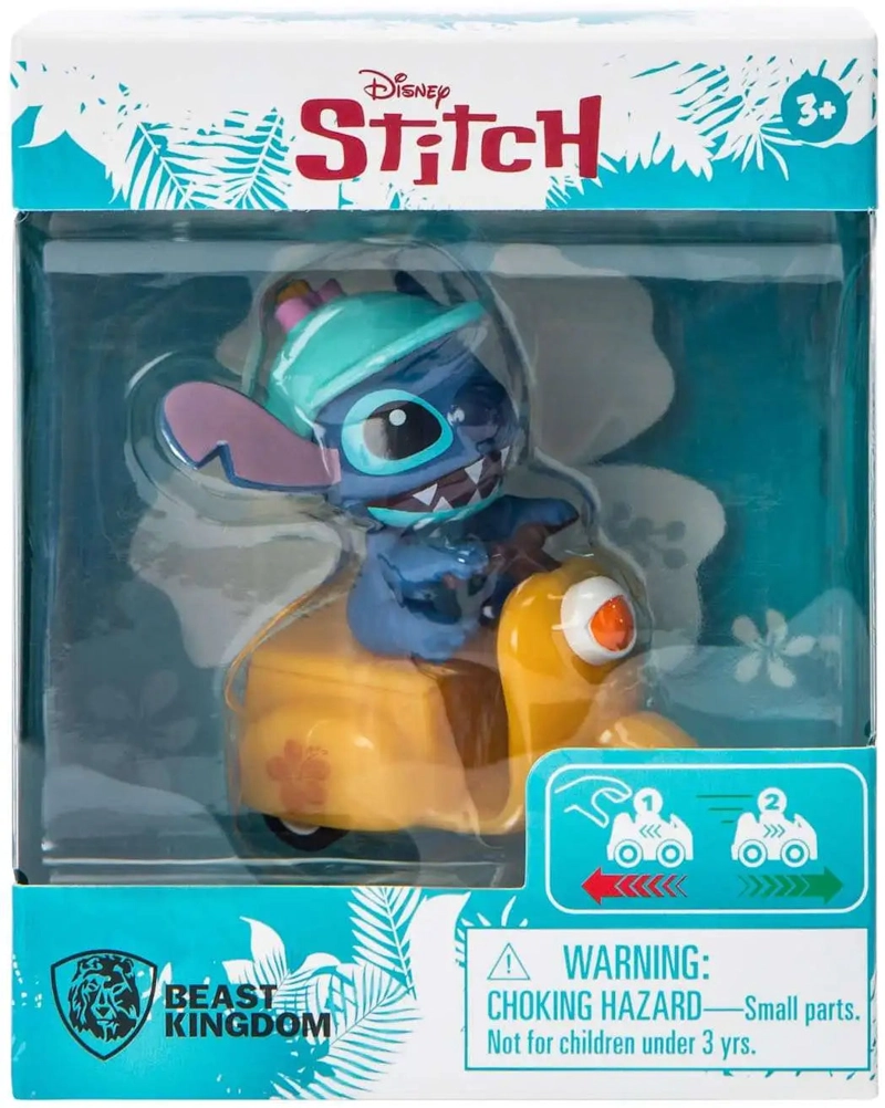 BEAST KINGDOM: LILO Y STITCH ZOOM HERO PULL BACK VEHICLE (BLIND BOX) (X UNIDAD) (MOTO YELLOW) - 1