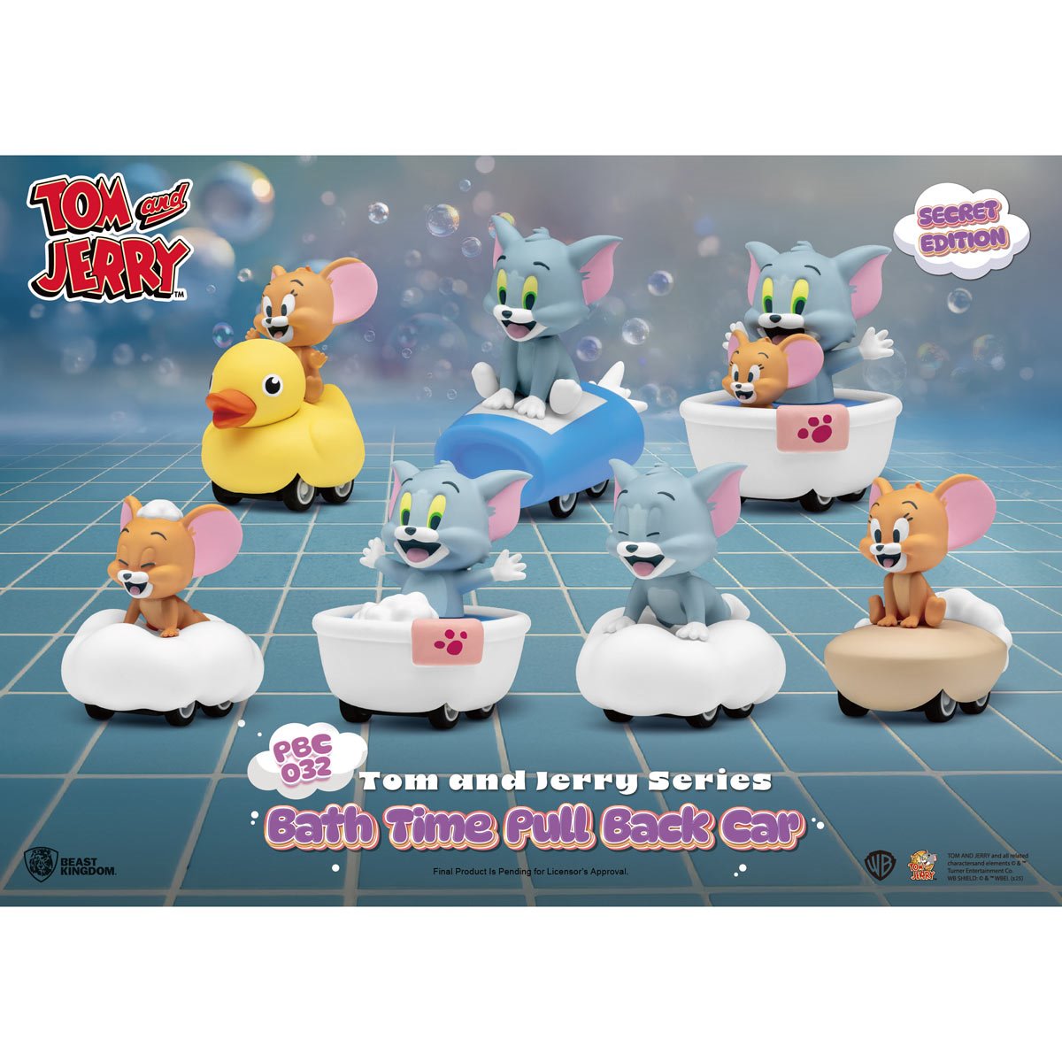BEAST KINGDOM: PULL BACK CAR - TOM AND JERRY BATH TIME - BLIND BOX (X 1 UNIDAD) - 2