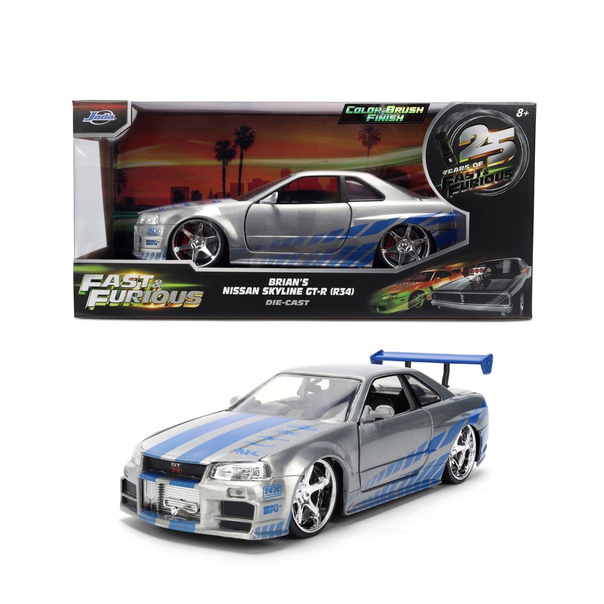 JADA: DIE-CAST METAL VEHICLE | FAST AND FURIOUS 25TH ANNIVERSARY - BRIAN'S NISSAN SKYLINE GT-R - ESCALA 1:24 - 2