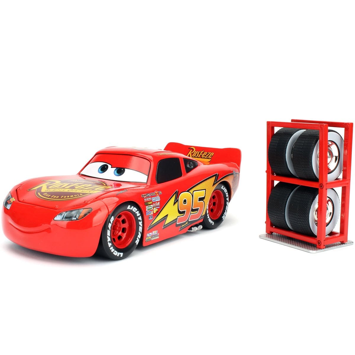 JADA: DIE-CAST METAL VEHICLE WITH TIRE RACK | DISNEY PIXAR CARS 3 - LIGHTNING MCQUEEN - ESCALA 1:24 - 2