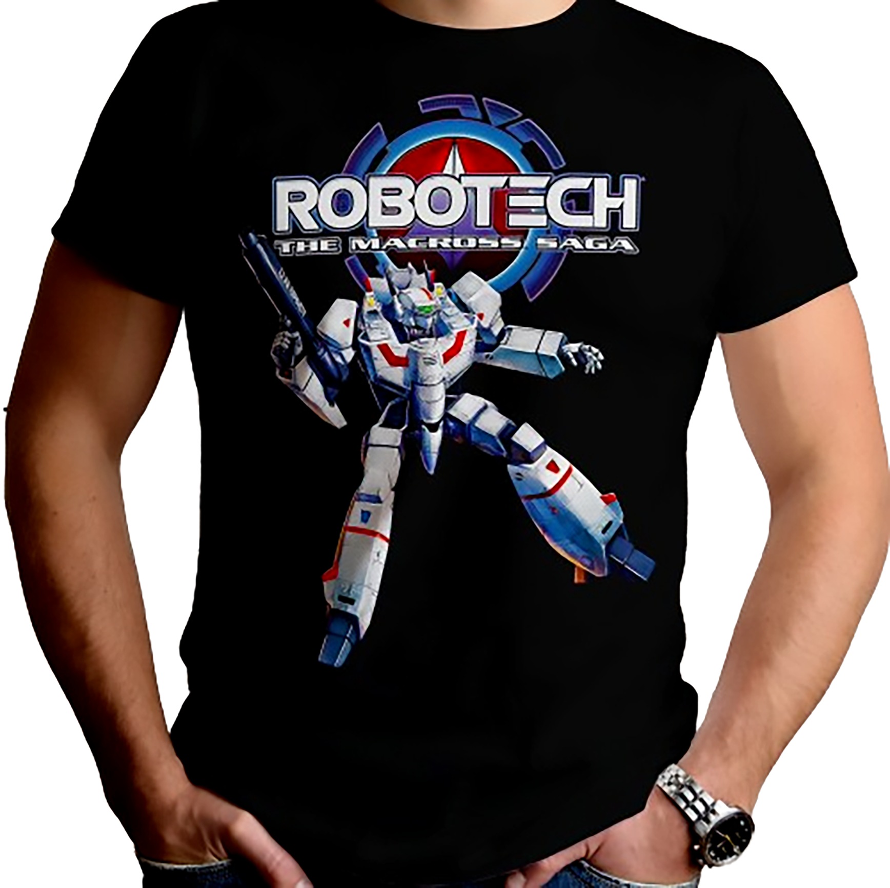 POLO MANGA CORTA ALGODÓN UNISEX NEGRO CLUBDESIGN ROBOTECH - 1