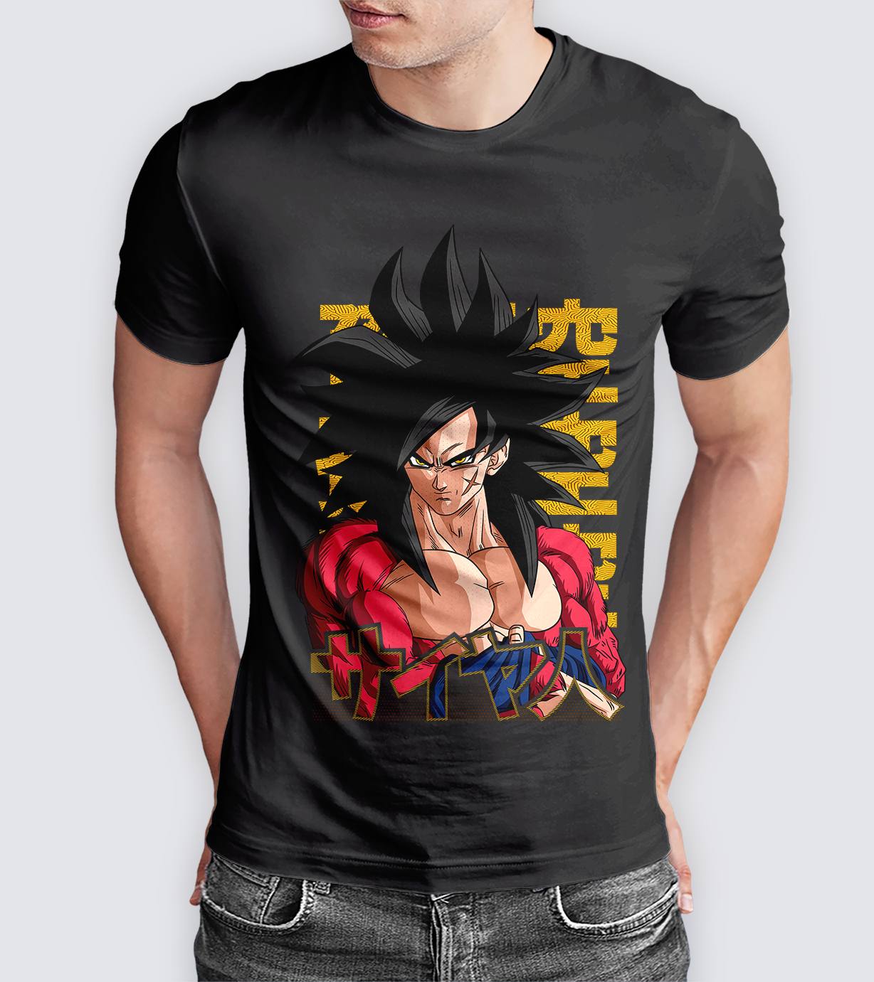 POLO MANGA CORTA UNISEX NEGRO ANIME CLUBDESIG DRAGON BALL GOKU SS4 - 1