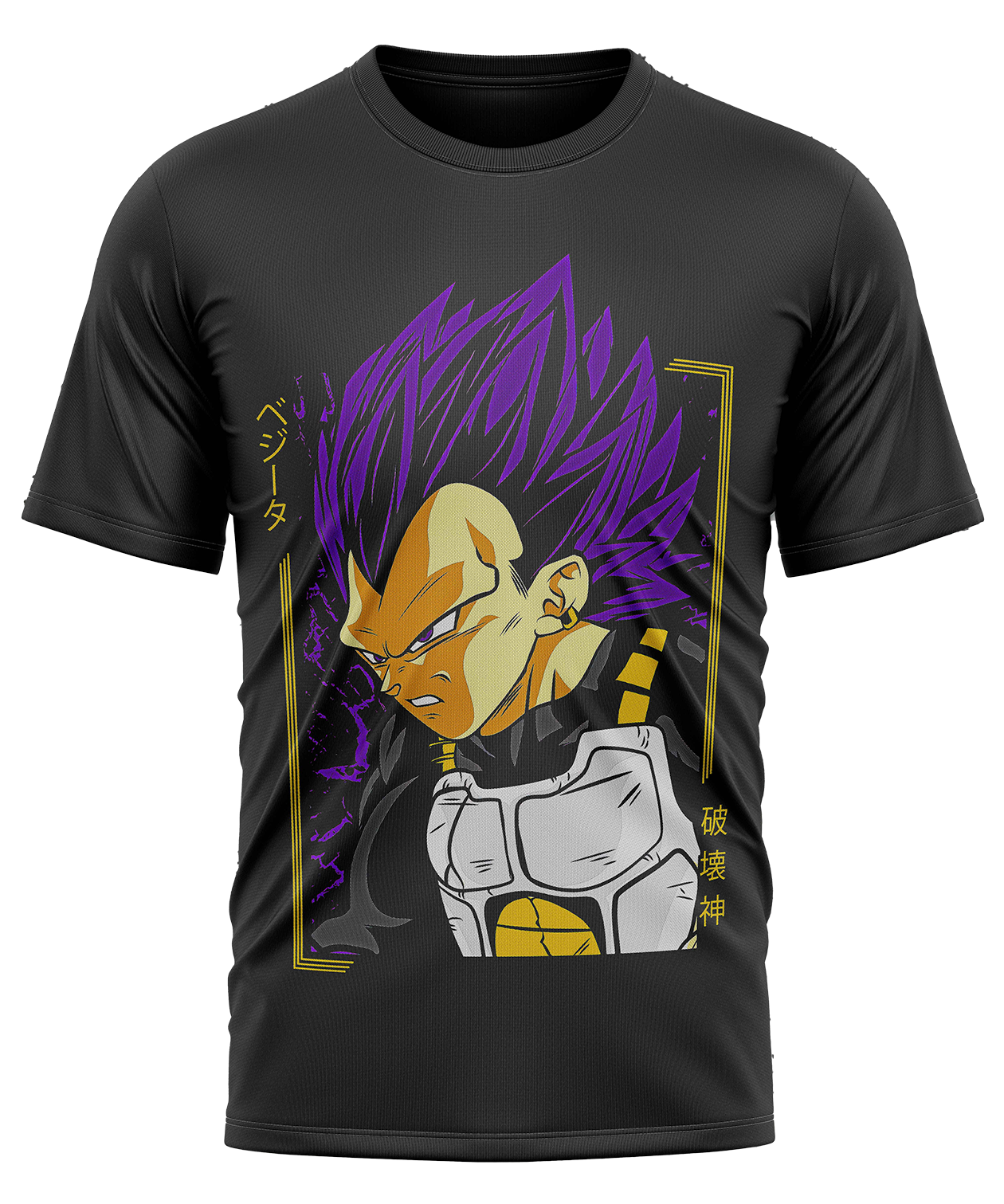 POLO MANGA CORTA UNISEX NEGRO ANIME CLUBDESIGN DRAGON BALL VEGETA - 1