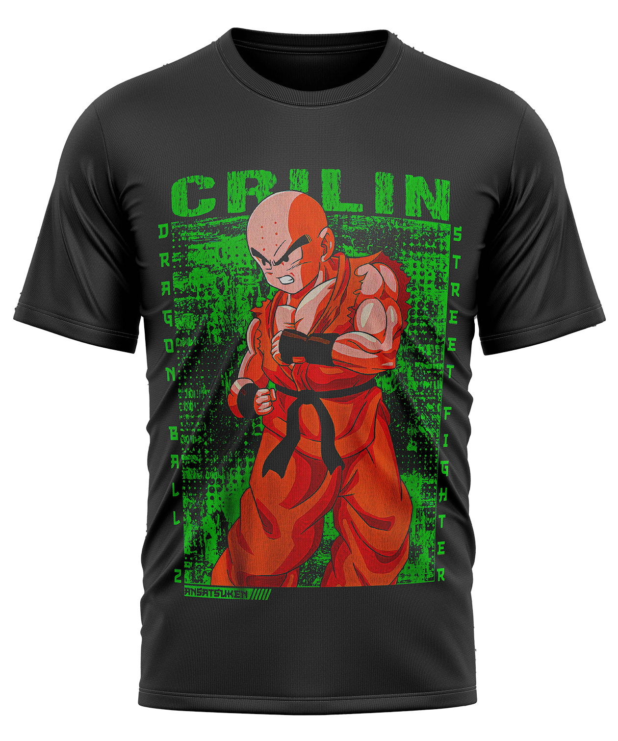 POLO MANGA CORTA UNISEX NEGRO ANIME CLUBDESIGN DRAGON BALL ST CRILIN - 1