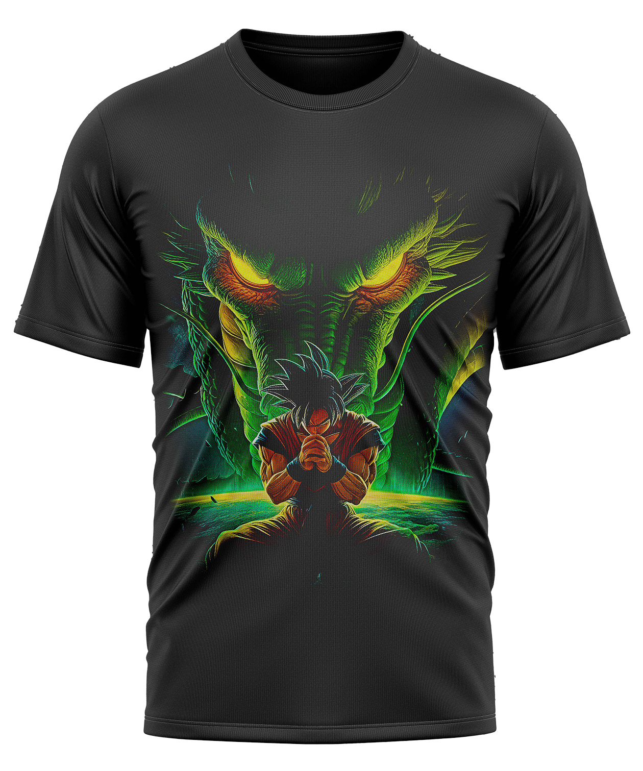 POLO MANGA CORTA UNISEX NEGRO ANIME CLUBDESIGN DRAGON BALL GOKU SHEN LONG - 1