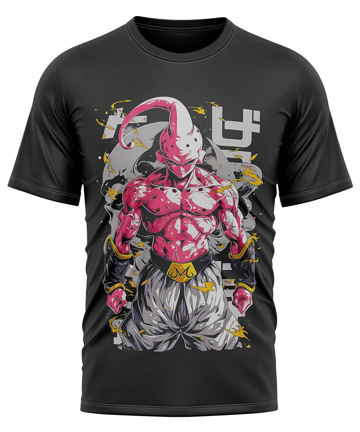POLO MANGA CORTA UNISEX NEGRO ANIME CLUBDESIGN DRAGON BALL MAJIN BUU - 1