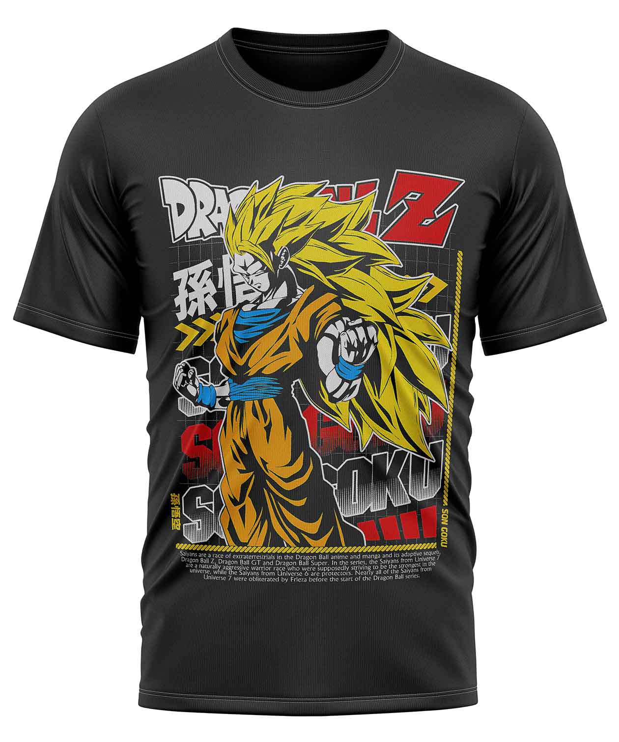 POLO MANGA CORTA UNISEX NEGRO ANIME CLUBDESIGN DRAGON BALL GOKU SS9 - 1